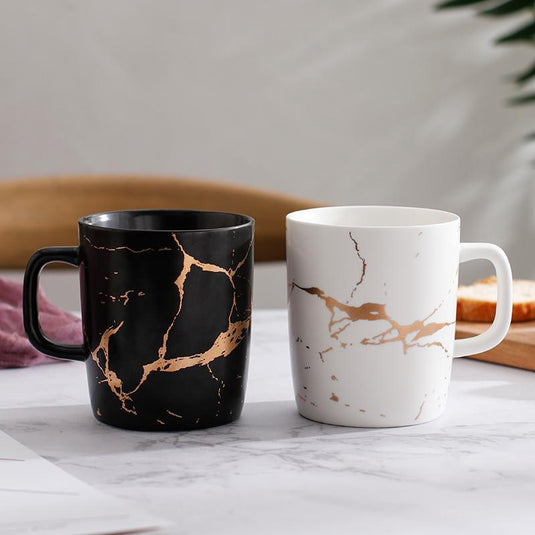 European style golden marbled ceramic cup