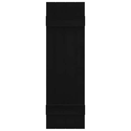 Ekena Millwork Lifetime Vinyl LJ4S14X05500BL Standard Four Board Joined, Board-n-Batten Vinyl Shutters, w/Installation Shutter-Lok's & Matching Screws (Per Pair), 14"W x 55"H, Black