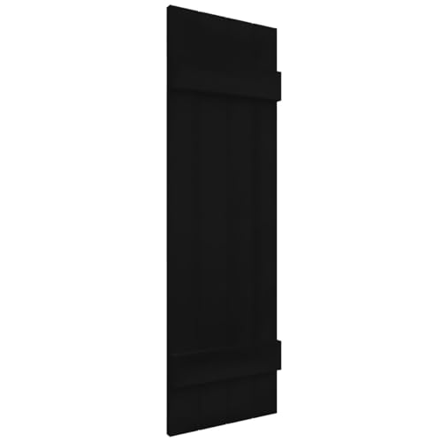 Ekena Millwork Lifetime Vinyl LJ4S14X05500BL Standard Four Board Joined, Board-n-Batten Vinyl Shutters, w/Installation Shutter-Lok's & Matching Screws (Per Pair), 14"W x 55"H, Black