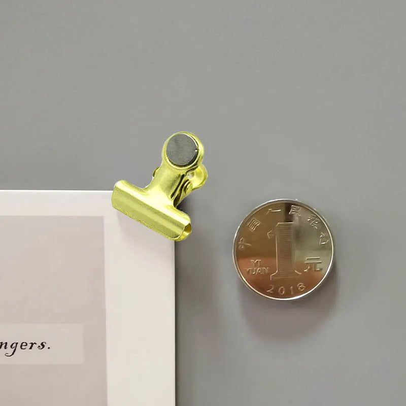 21mm Magnet Clamp Strong Magnetic Postcard Card Ticket Photo Wall Binder Clip Rose Gold Paper Clips Stationery Office Supplies - Grand Goldman