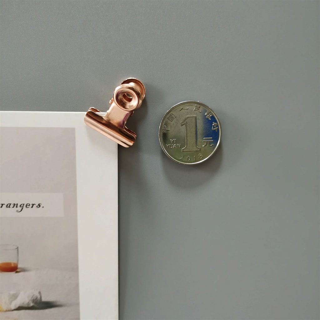21mm Magnet Clamp Strong Magnetic Postcard Card Ticket Photo Wall Binder Clip Rose Gold Paper Clips Stationery Office Supplies - Grand Goldman