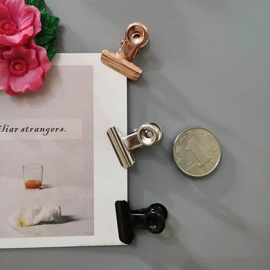 21mm Magnet Clamp Strong Magnetic Postcard Card Ticket Photo Wall Binder Clip Rose Gold Paper Clips Stationery Office Supplies - Grand Goldman