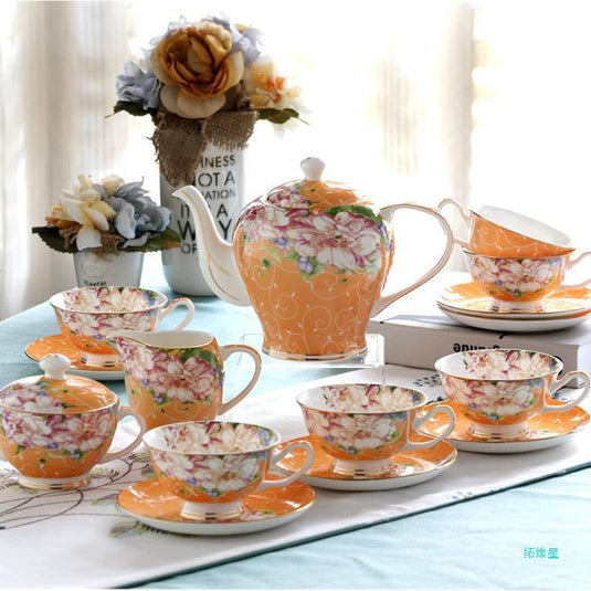 21piece-set Delicate Bone China Coffee Cup Set European - Grand Goldman