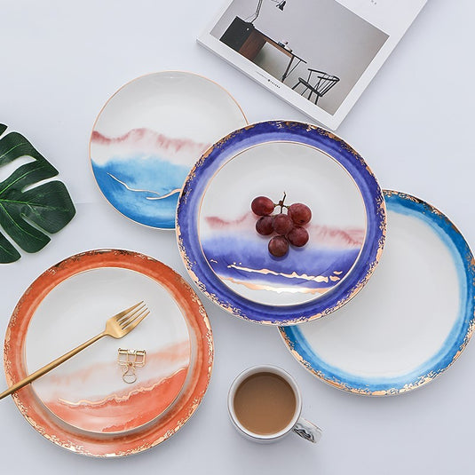 Landscape pattern ceramic dinner plate