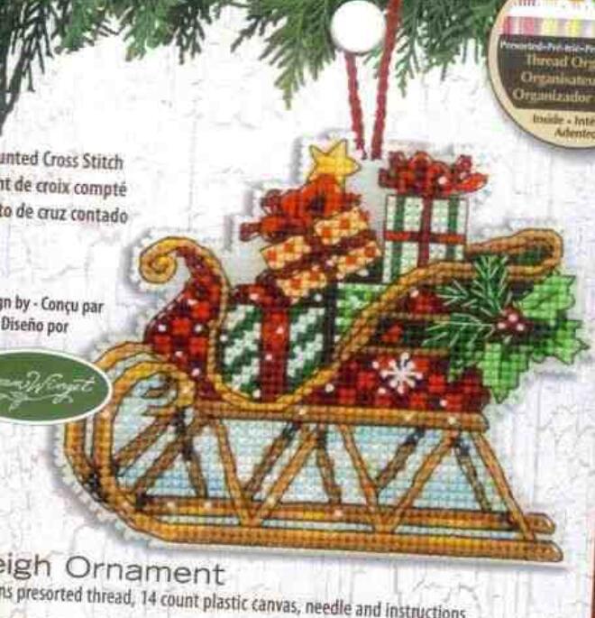 Christmas sleigh ornament cross stitch