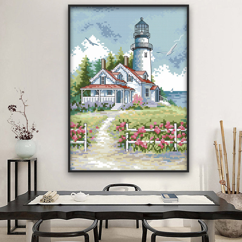 Cross stitch lighthouse decoration