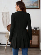 Women's Casual Solid Color Ribbed Knit Jacket