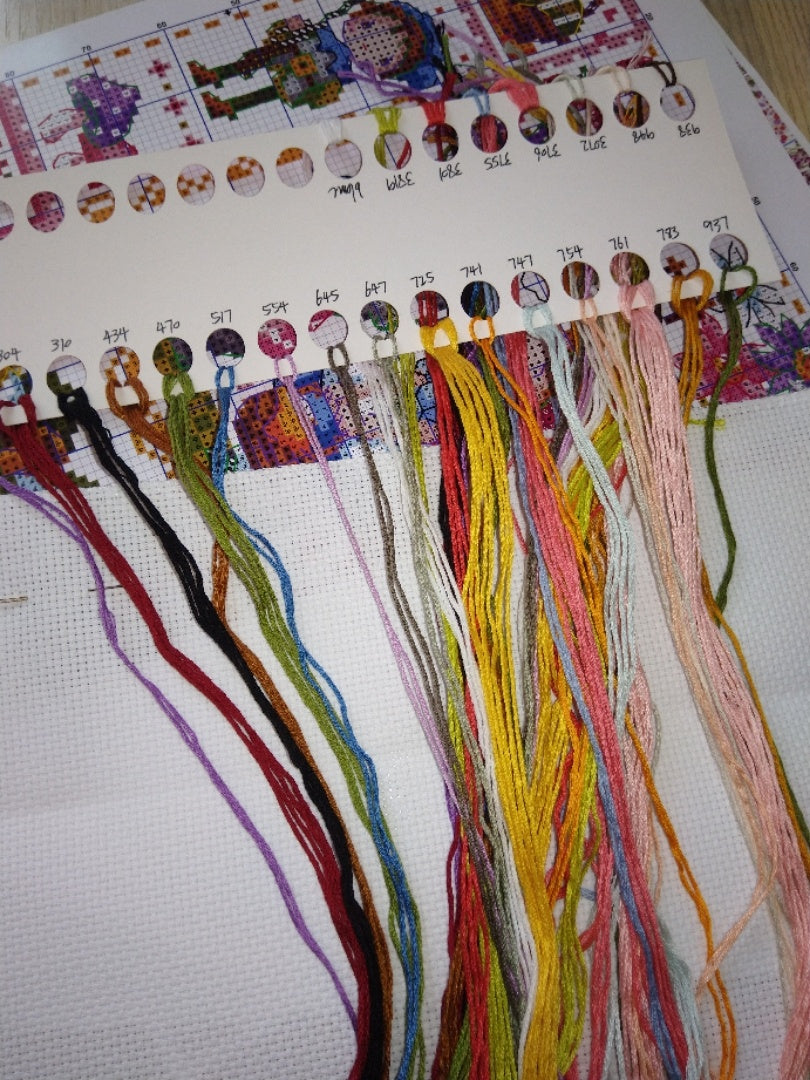 Rabbit style cross stitch set