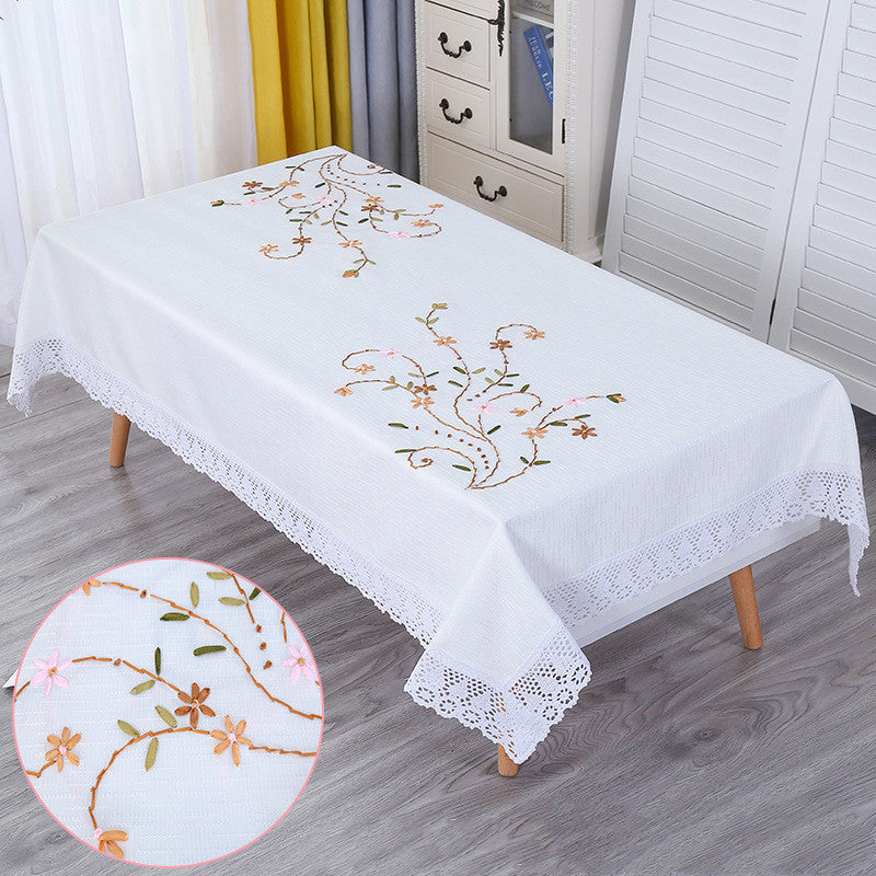 Hand Embroidered Coffee Table Rectangular Household Table Cloth