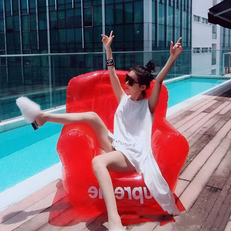 Red sofa chair transparent sofa stool