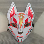 Glowing Cat Face Mask For Women Demon Slayer Cold Light Fox Mask Masquerade Cosplay Props Bar Haunted House Christmas Decor