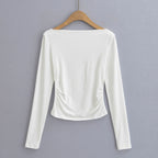 Pure Hot Girl Sexy Off-the-shoulder Pleated Long Sleeve