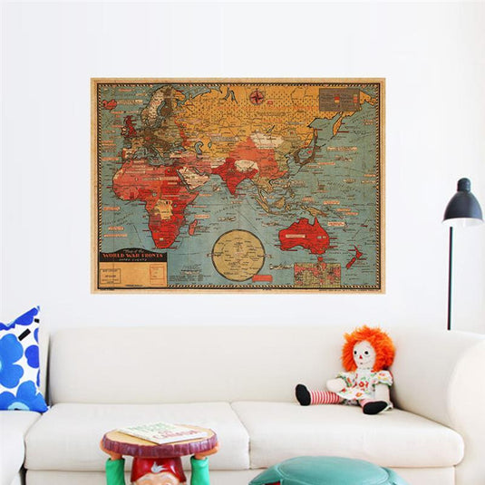 Affiche de carte du monde vintage
