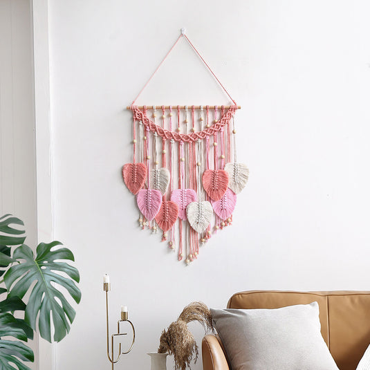 Nordic Style Home Decorative Wall Hangings Hand-woven Leaf Tapestry