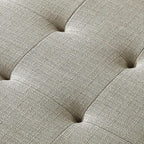 24KF Large Rectangular Upholstered Tufted Linen Fabric Ottoman Bench, Padded Bench with Solid Wood Shelf-Linen - Grand Goldman