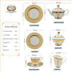 24K Gold coffee set ,cup&saucer set,bone china golden plate tableware set - Grand Goldman
