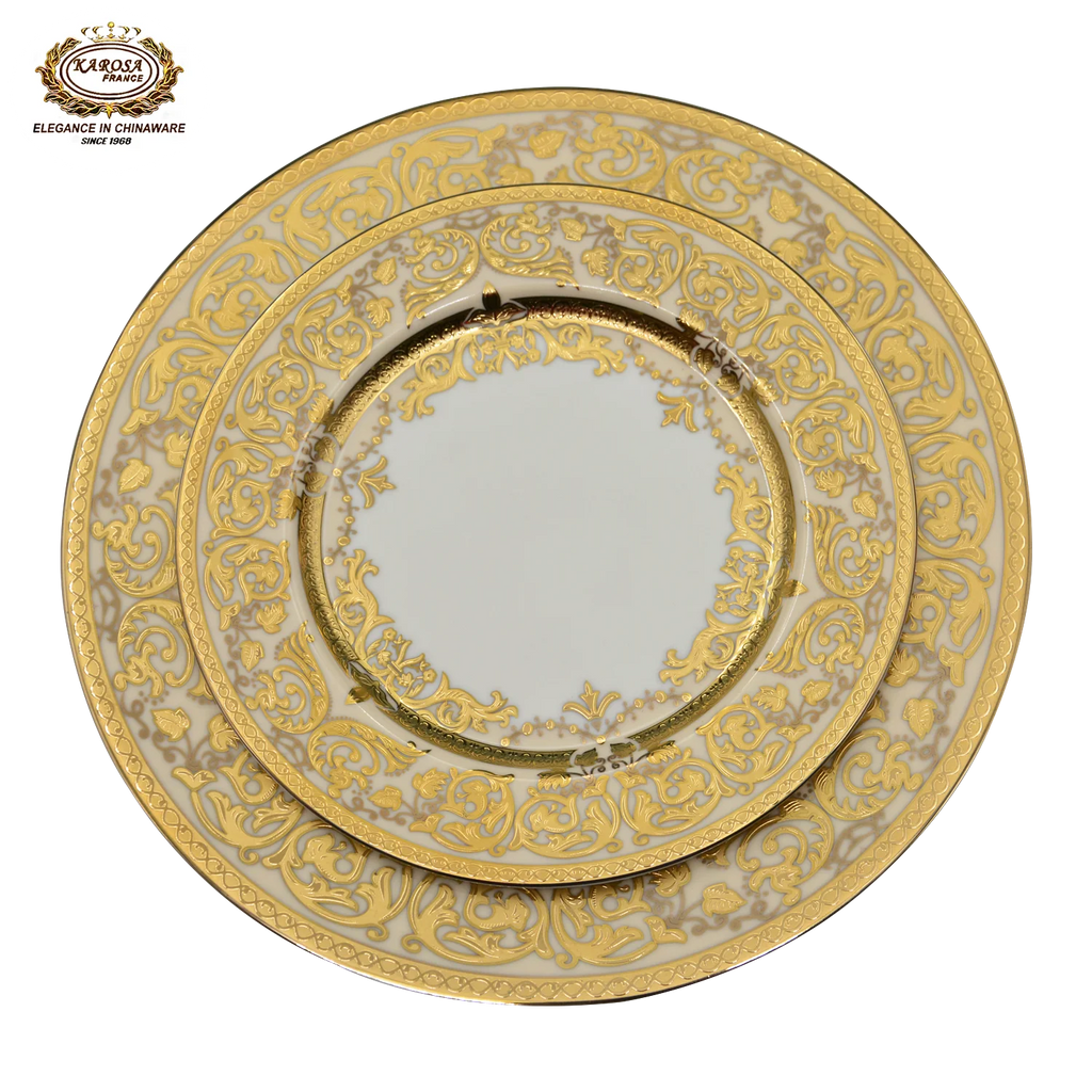 24K Gold coffee set ,cup&saucer set,bone china golden plate tableware set - Grand Goldman