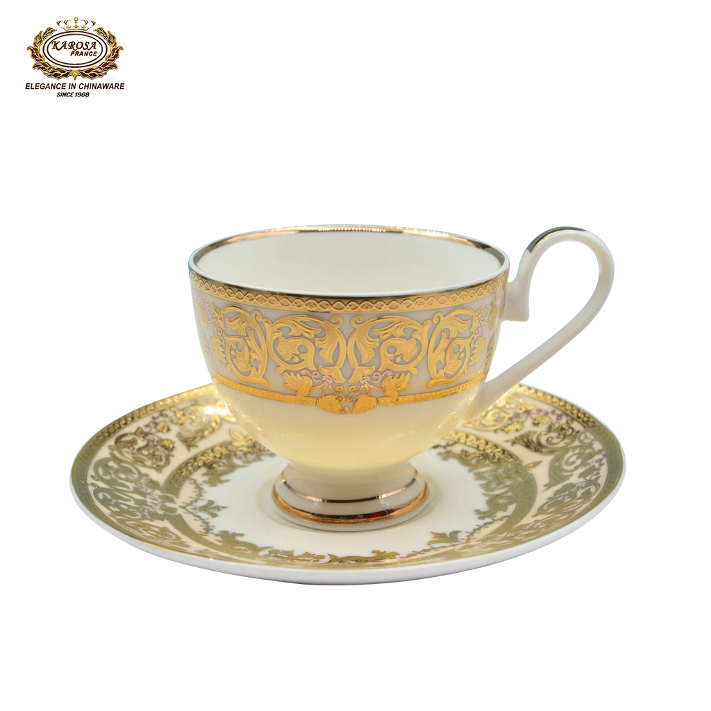 24K Gold coffee set ,cup&saucer set,bone china golden plate tableware set - Grand Goldman