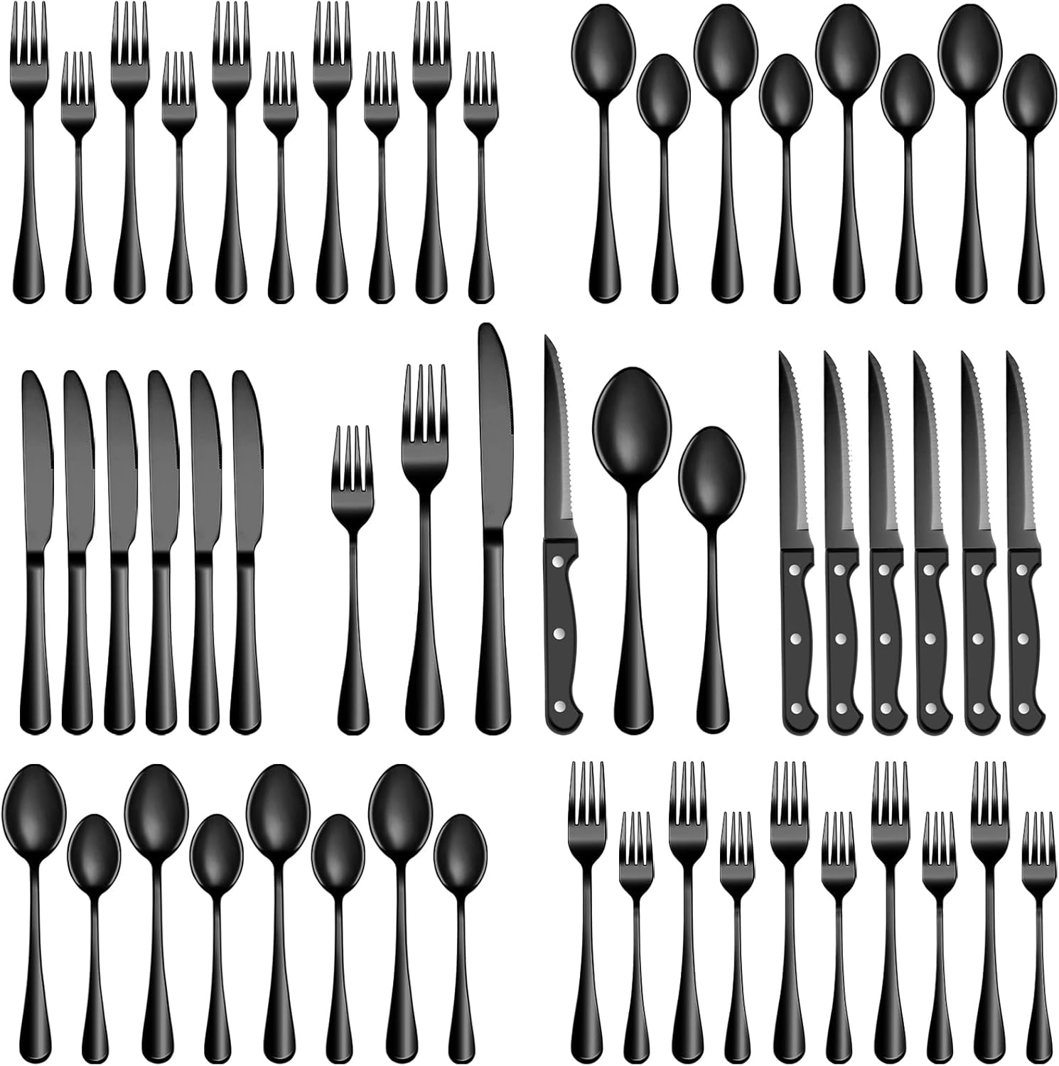 24 Pcs Silverware Set with Steak Knives Service for 4,Stainless Steel Flatware Set,Mirror Polished Cutlery Utensil Set,Home Kitchen Eating Tableware Set,Include Fork Knife Spoon Set,Dishwasher Safe - Grand Goldman