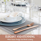 24 Pcs Silverware Set with Steak Knives Service for 4,Stainless Steel Flatware Set,Mirror Polished Cutlery Utensil Set,Home Kitchen Eating Tableware Set,Include Fork Knife Spoon Set,Dishwasher Safe - Grand Goldman