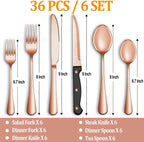 24 Pcs Silverware Set with Steak Knives Service for 4,Stainless Steel Flatware Set,Mirror Polished Cutlery Utensil Set,Home Kitchen Eating Tableware Set,Include Fork Knife Spoon Set,Dishwasher Safe - Grand Goldman