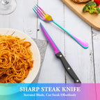 24 Pcs Silverware Set with Steak Knives Service for 4,Stainless Steel Flatware Set,Mirror Polished Cutlery Utensil Set,Home Kitchen Eating Tableware Set,Include Fork Knife Spoon Set,Dishwasher Safe - Grand Goldman