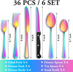24 Pcs Silverware Set with Steak Knives Service for 4,Stainless Steel Flatware Set,Mirror Polished Cutlery Utensil Set,Home Kitchen Eating Tableware Set,Include Fork Knife Spoon Set,Dishwasher Safe - Grand Goldman