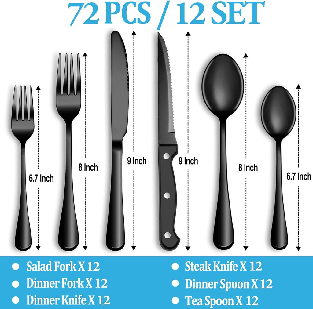 24 Pcs Silverware Set with Steak Knives Service for 4,Stainless Steel Flatware Set,Mirror Polished Cutlery Utensil Set,Home Kitchen Eating Tableware Set,Include Fork Knife Spoon Set,Dishwasher Safe - Grand Goldman