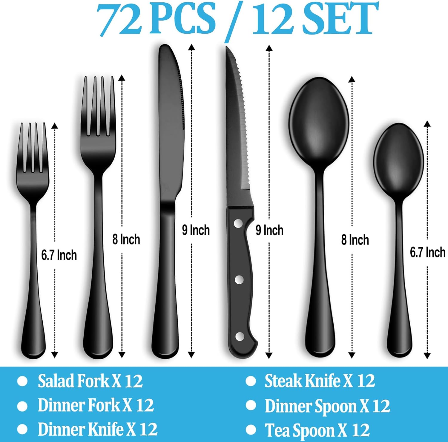 24 Pcs Silverware Set with Steak Knives Service for 4,Stainless Steel Flatware Set,Mirror Polished Cutlery Utensil Set,Home Kitchen Eating Tableware Set,Include Fork Knife Spoon Set,Dishwasher Safe - Grand Goldman