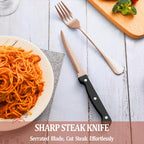 24 Pcs Silverware Set with Steak Knives Service for 4,Stainless Steel Flatware Set,Mirror Polished Cutlery Utensil Set,Home Kitchen Eating Tableware Set,Include Fork Knife Spoon Set,Dishwasher Safe - Grand Goldman