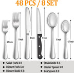 24 Pcs Silverware Set with Steak Knives Service for 4,Stainless Steel Flatware Set,Mirror Polished Cutlery Utensil Set,Home Kitchen Eating Tableware Set,Include Fork Knife Spoon Set,Dishwasher Safe - Grand Goldman