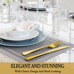 24 Pcs Silverware Set with Steak Knives Service for 4,Stainless Steel Flatware Set,Mirror Polished Cutlery Utensil Set,Home Kitchen Eating Tableware Set,Include Fork Knife Spoon Set,Dishwasher Safe - Grand Goldman