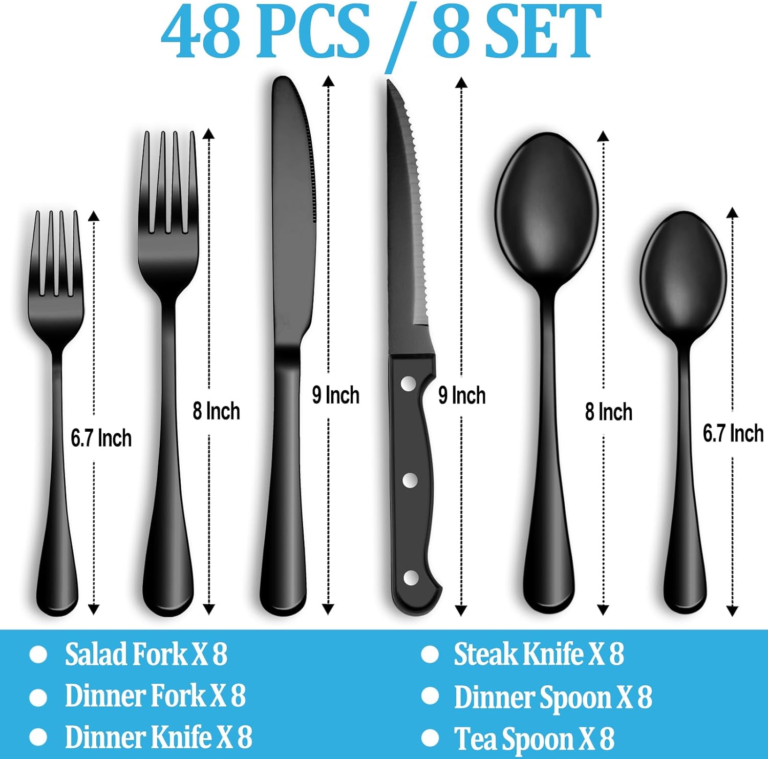 24 Pcs Silverware Set with Steak Knives Service for 4,Stainless Steel Flatware Set,Mirror Polished Cutlery Utensil Set,Home Kitchen Eating Tableware Set,Include Fork Knife Spoon Set,Dishwasher Safe - Grand Goldman
