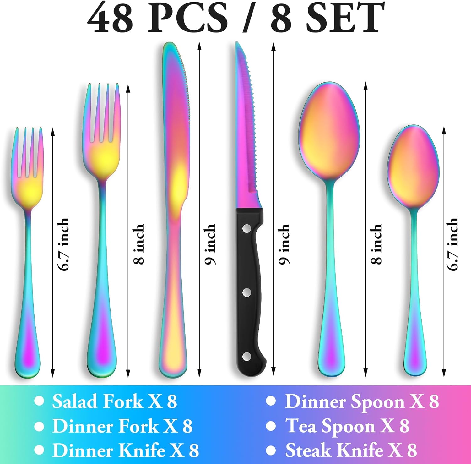 24 Pcs Silverware Set with Steak Knives Service for 4,Stainless Steel Flatware Set,Mirror Polished Cutlery Utensil Set,Home Kitchen Eating Tableware Set,Include Fork Knife Spoon Set,Dishwasher Safe - Grand Goldman