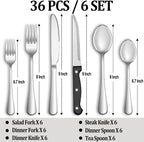 24 Pcs Silverware Set with Steak Knives Service for 4,Stainless Steel Flatware Set,Mirror Polished Cutlery Utensil Set,Home Kitchen Eating Tableware Set,Include Fork Knife Spoon Set,Dishwasher Safe - Grand Goldman