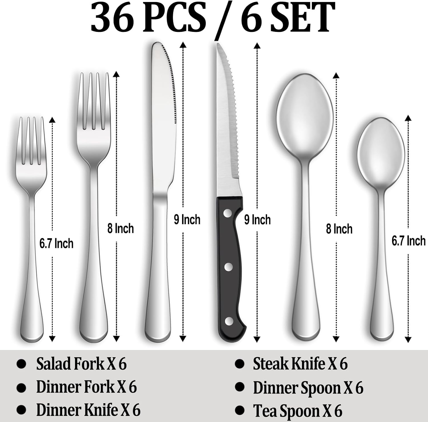 24 Pcs Silverware Set with Steak Knives Service for 4,Stainless Steel Flatware Set,Mirror Polished Cutlery Utensil Set,Home Kitchen Eating Tableware Set,Include Fork Knife Spoon Set,Dishwasher Safe - Grand Goldman