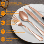 24 Pcs Silverware Set with Steak Knives Service for 4,Stainless Steel Flatware Set,Mirror Polished Cutlery Utensil Set,Home Kitchen Eating Tableware Set,Include Fork Knife Spoon Set,Dishwasher Safe - Grand Goldman