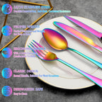 24 Pcs Silverware Set with Steak Knives Service for 4,Stainless Steel Flatware Set,Mirror Polished Cutlery Utensil Set,Home Kitchen Eating Tableware Set,Include Fork Knife Spoon Set,Dishwasher Safe - Grand Goldman