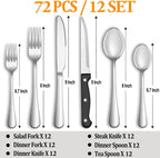 24 Pcs Silverware Set with Steak Knives Service for 4,Stainless Steel Flatware Set,Mirror Polished Cutlery Utensil Set,Home Kitchen Eating Tableware Set,Include Fork Knife Spoon Set,Dishwasher Safe - Grand Goldman