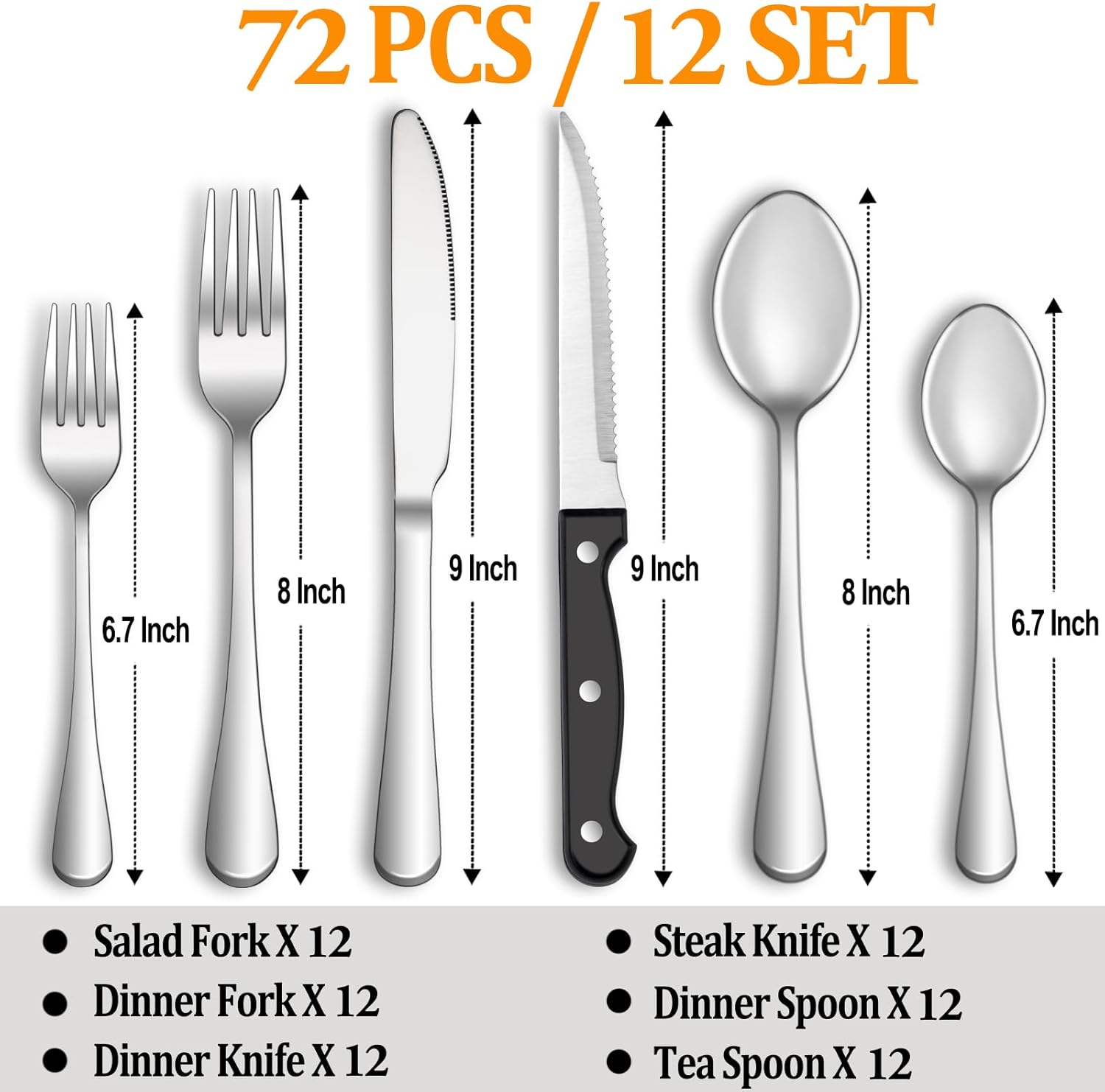 24 Pcs Silverware Set with Steak Knives Service for 4,Stainless Steel Flatware Set,Mirror Polished Cutlery Utensil Set,Home Kitchen Eating Tableware Set,Include Fork Knife Spoon Set,Dishwasher Safe - Grand Goldman