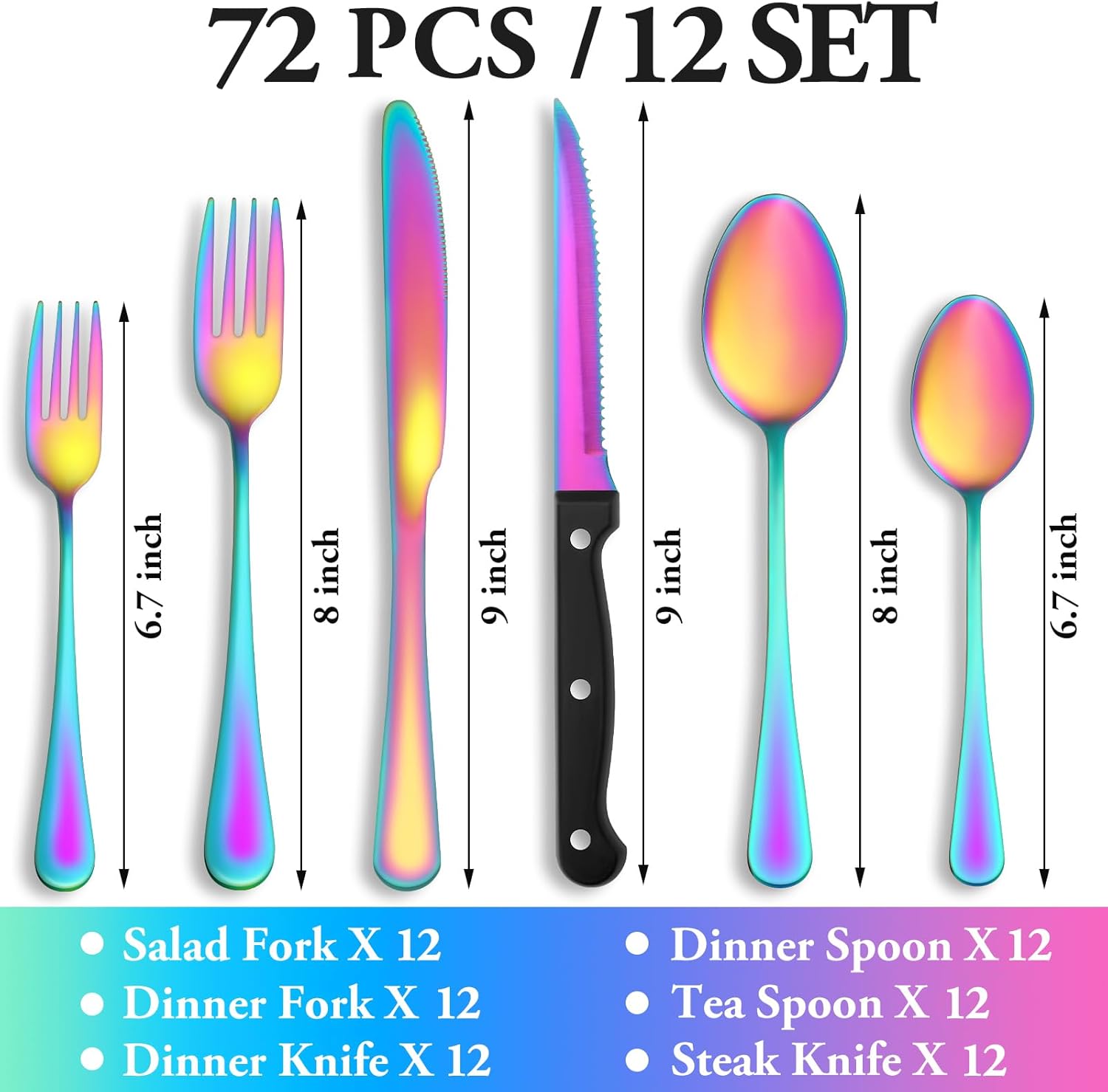 24 Pcs Silverware Set with Steak Knives Service for 4,Stainless Steel Flatware Set,Mirror Polished Cutlery Utensil Set,Home Kitchen Eating Tableware Set,Include Fork Knife Spoon Set,Dishwasher Safe - Grand Goldman