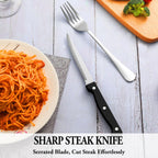 24 Pcs Silverware Set with Steak Knives Service for 4,Stainless Steel Flatware Set,Mirror Polished Cutlery Utensil Set,Home Kitchen Eating Tableware Set,Include Fork Knife Spoon Set,Dishwasher Safe - Grand Goldman