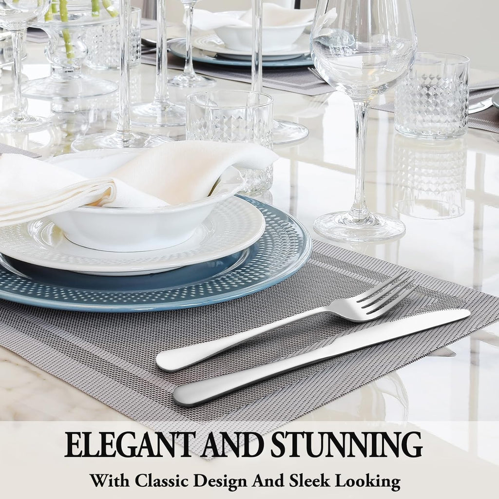 24 Pcs Silverware Set with Steak Knives Service for 4,Stainless Steel Flatware Set,Mirror Polished Cutlery Utensil Set,Home Kitchen Eating Tableware Set,Include Fork Knife Spoon Set,Dishwasher Safe - Grand Goldman