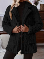 Double-sided Plush Water Ripple Button Cardigan Pocket Lapel Casual Top Jacket