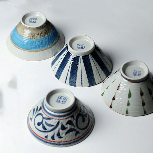 Hand Painted Underglaze Rice Bowl Japanese Style Ceramic Soup