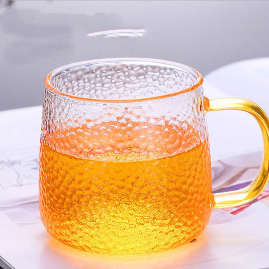 Transparent heat-resistant glass cup