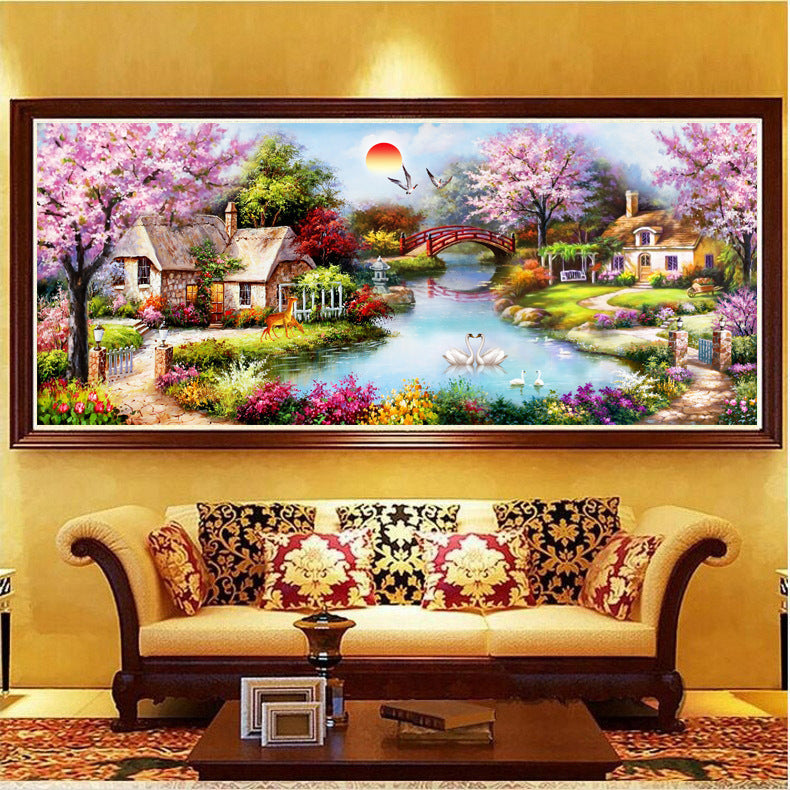 Diamond Painting Oil Painting Cottage With Diamond Cross Stitch