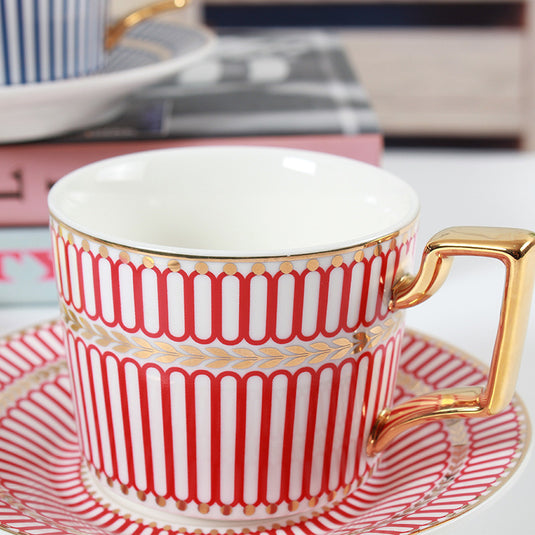 Striped bone china coffee cup