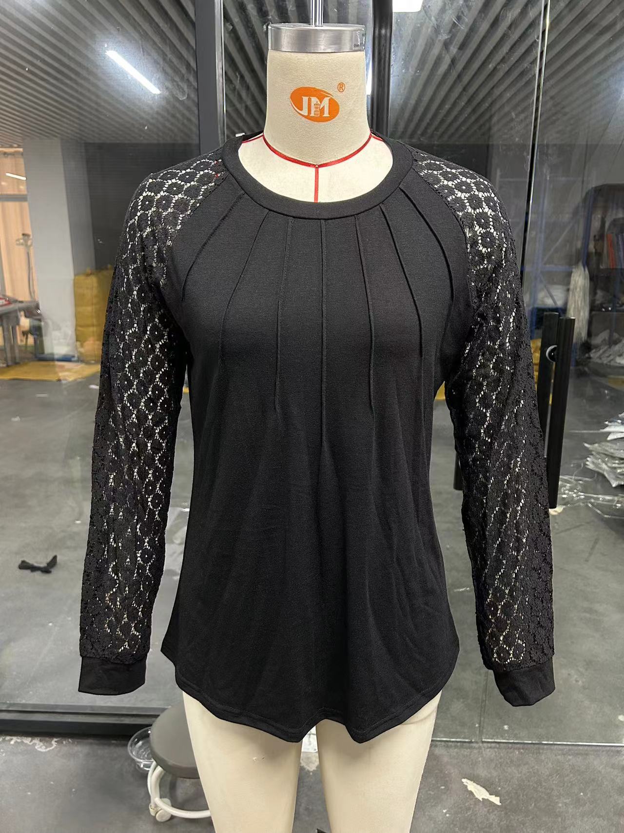 Casual Autumn Knitted Shirt Women's Lace