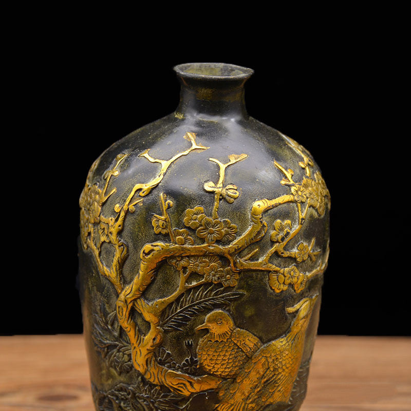 Pure Copper Gilt Happy Brow Vase Writing And Play Ornaments